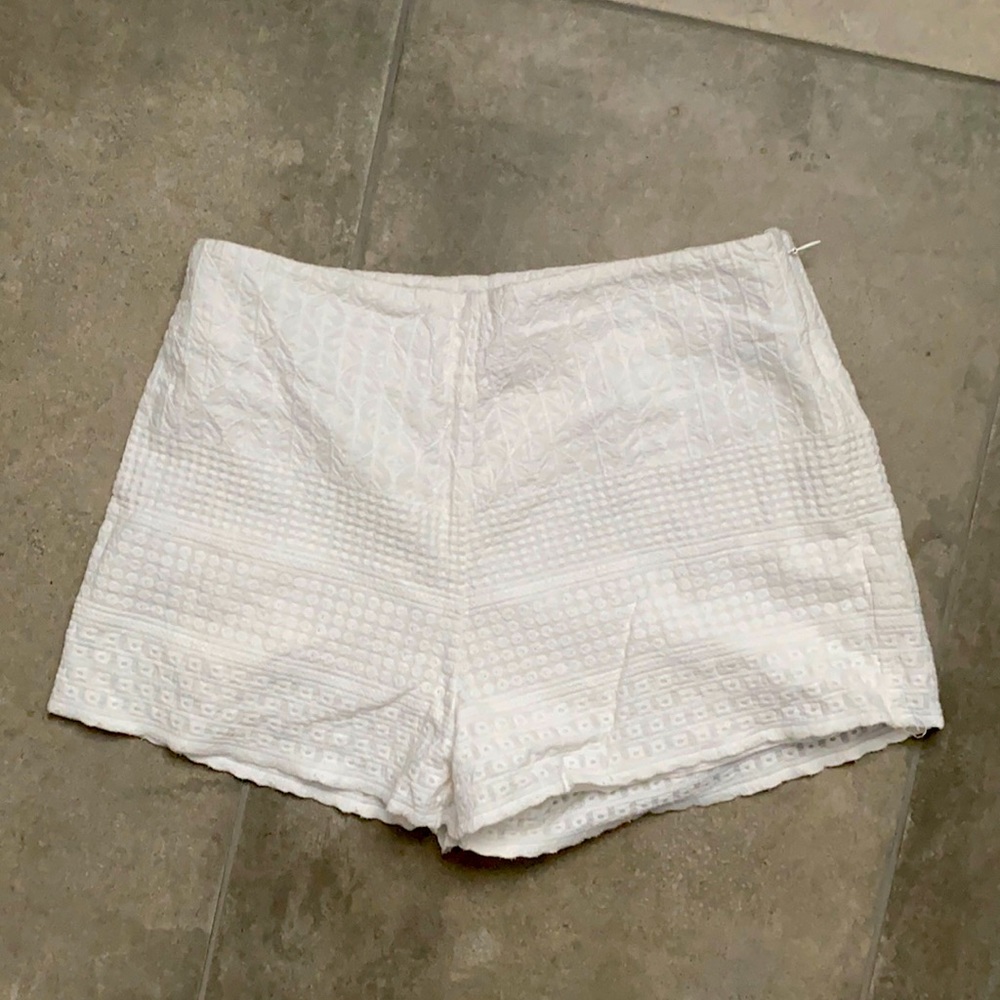 Free People White Eyelet High Waisted Shorts